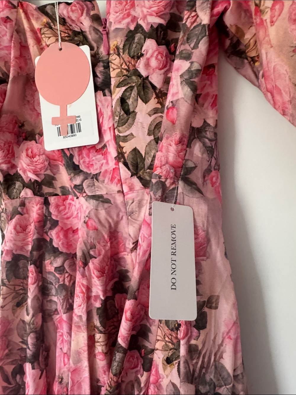 Selkie Queen Bee Day Dress Floral Pink Puff-Sleeve Midi Dress - Picture 4 of 5